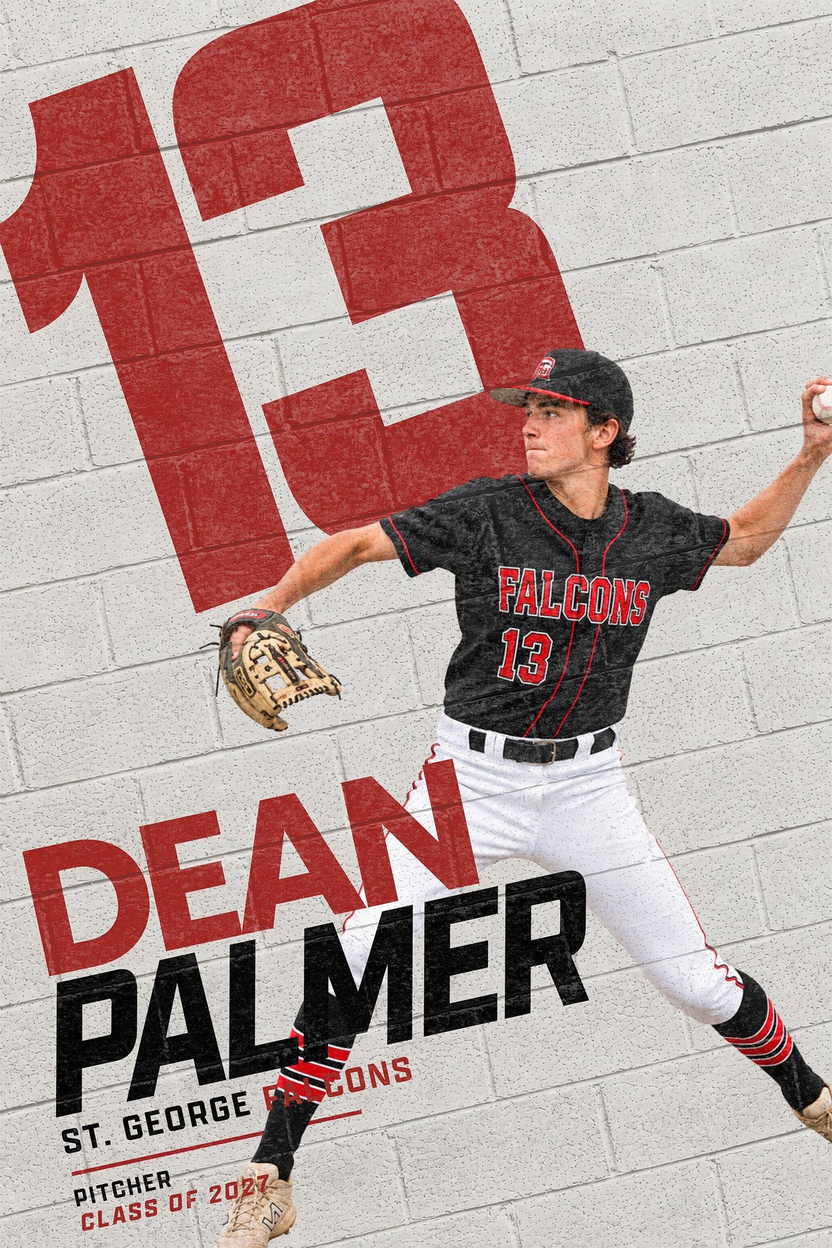 Baseball Poster Photoshop Template | Brick Wall Number | 2:3