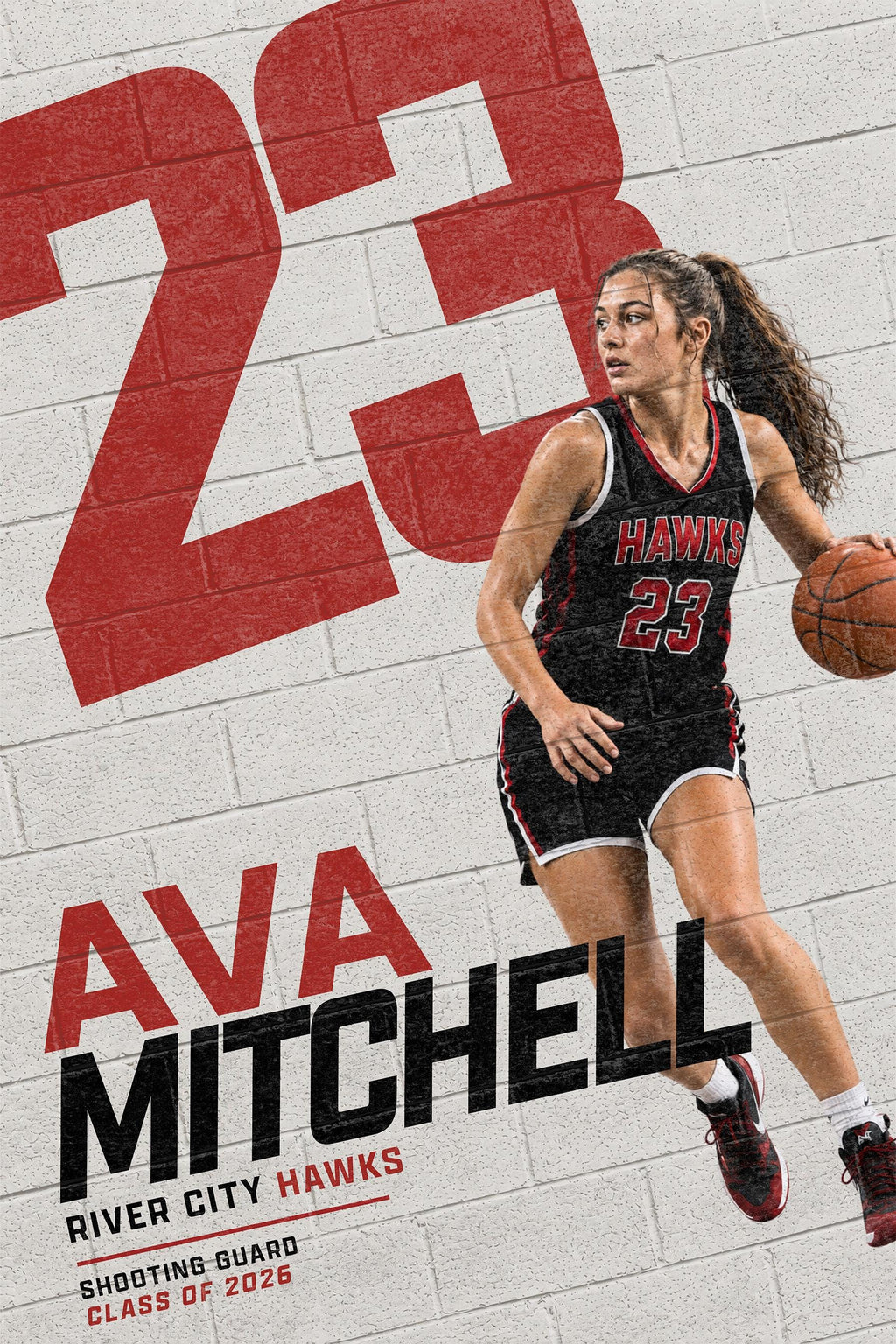 Basketball Poster Photoshop Template | Brick Wall Number | 2:3