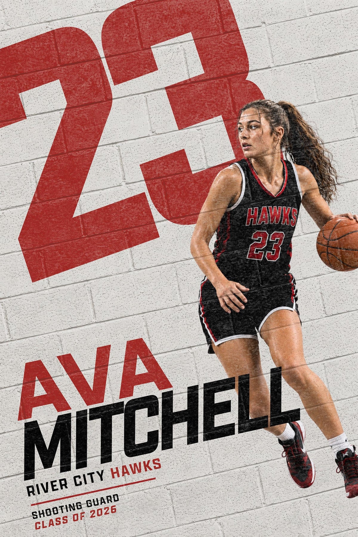 Basketball Poster Photoshop Template | Brick Wall Number | 2:3