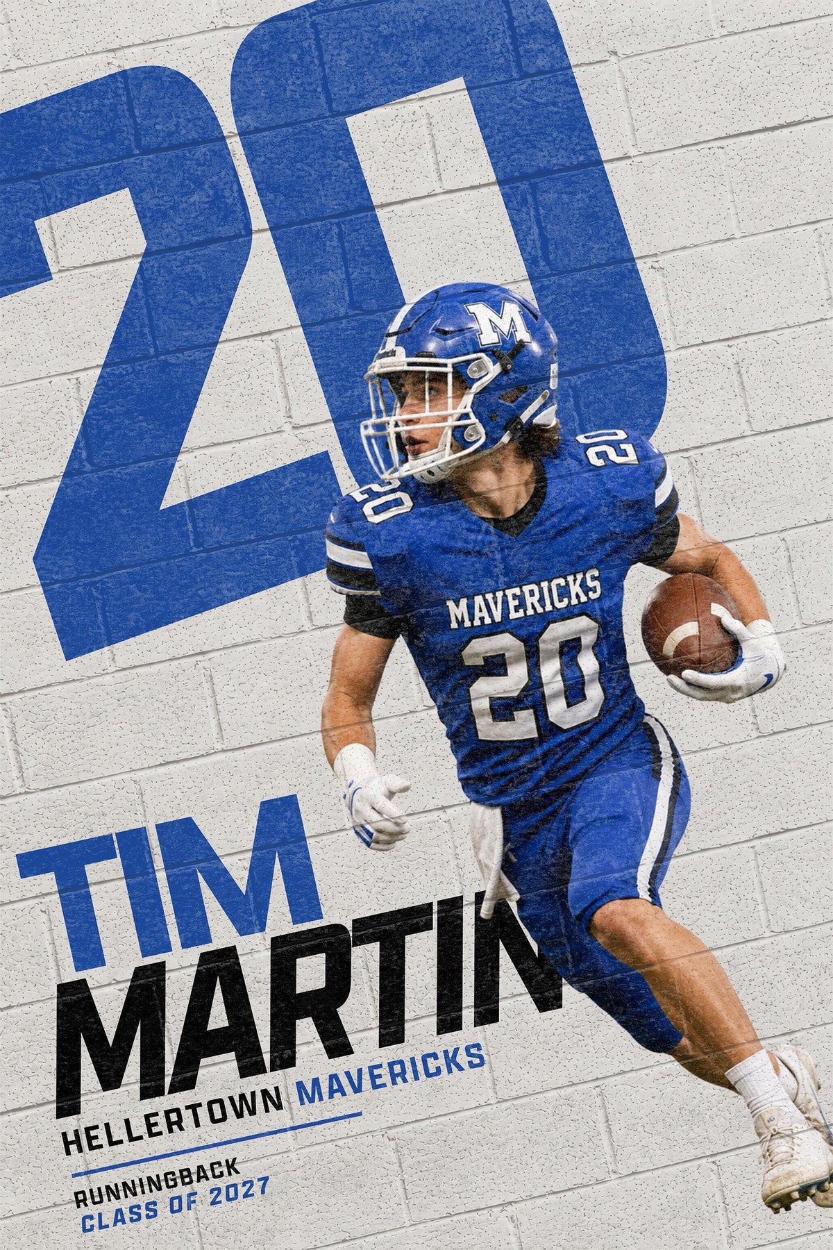 Football Poster Photoshop Template | Brick Wall Number | 2:3