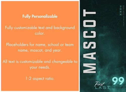 Baseball Banner Photoshop Template | Vertical Mascot Text | 1:2