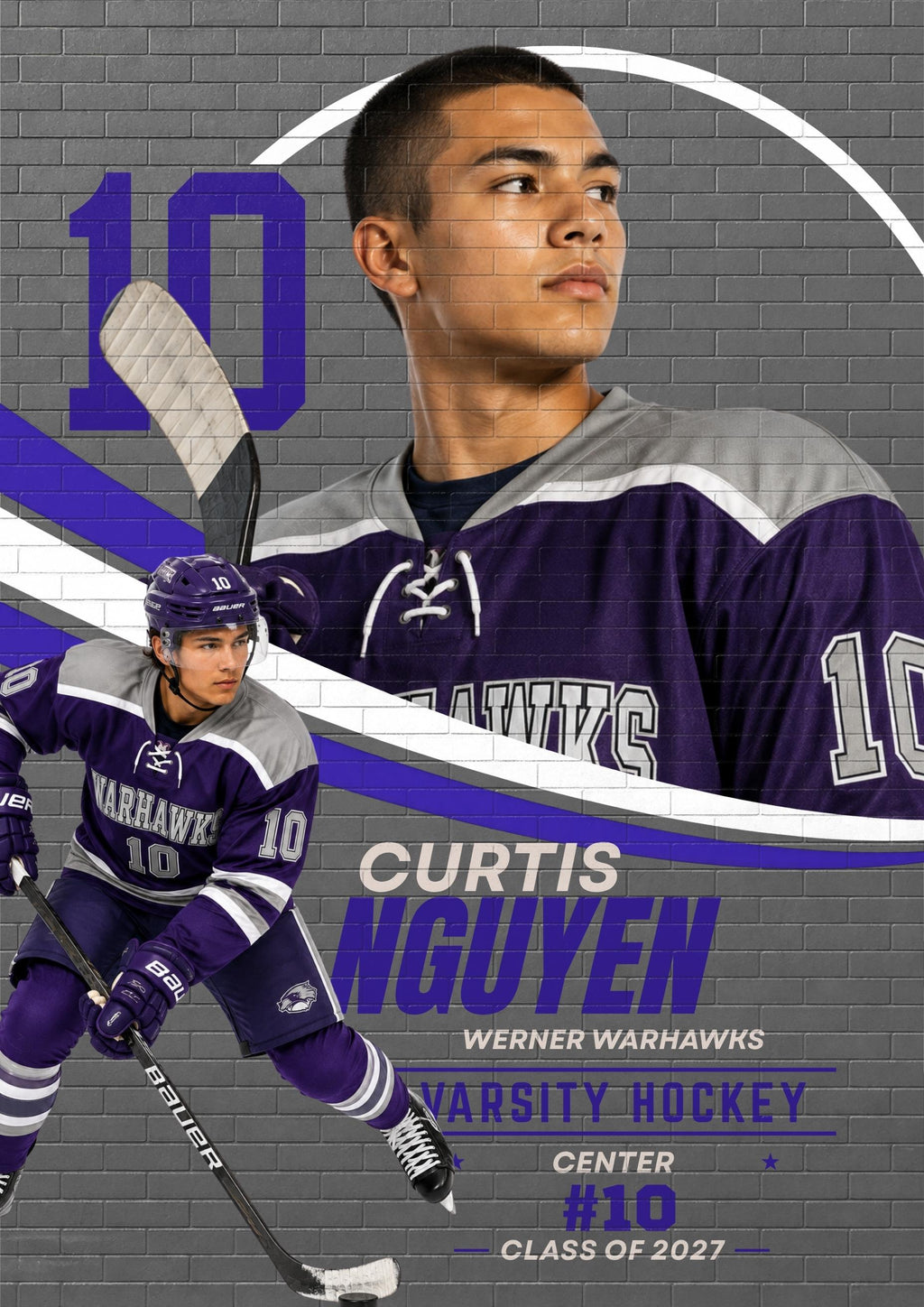 Hockey Poster Canva Template | Brick Wall Design | 5:7