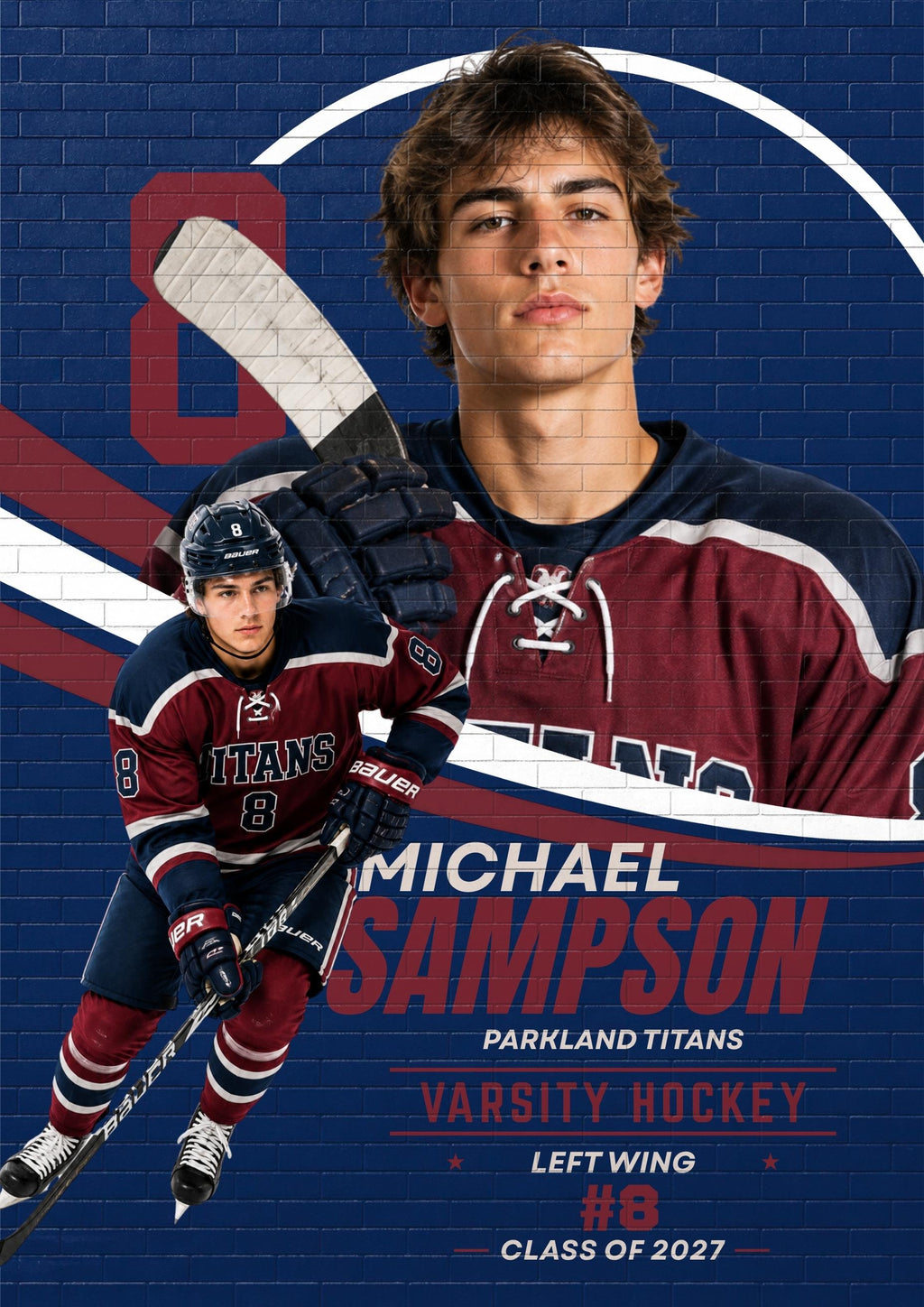 Hockey Poster Canva Template | Brick Wall Design | 5:7