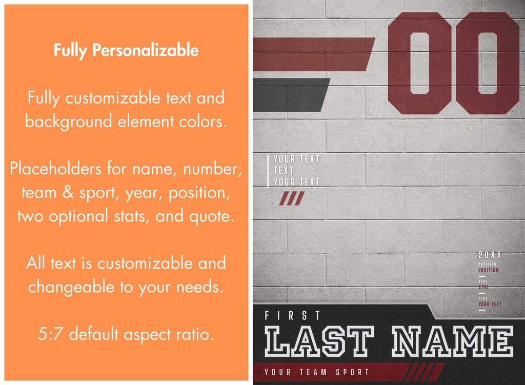 Baseball Poster Canva Template | Concrete Block Layout | 5:7