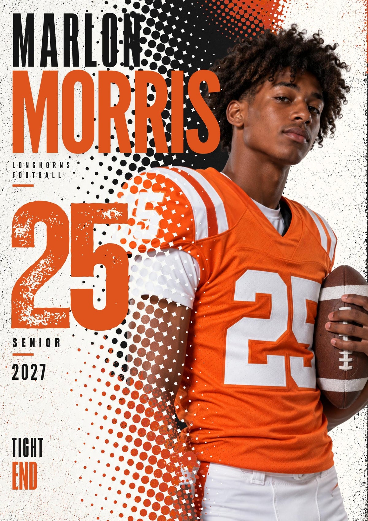 Football Poster Canva Template | Halftone Portrait | 5:7
