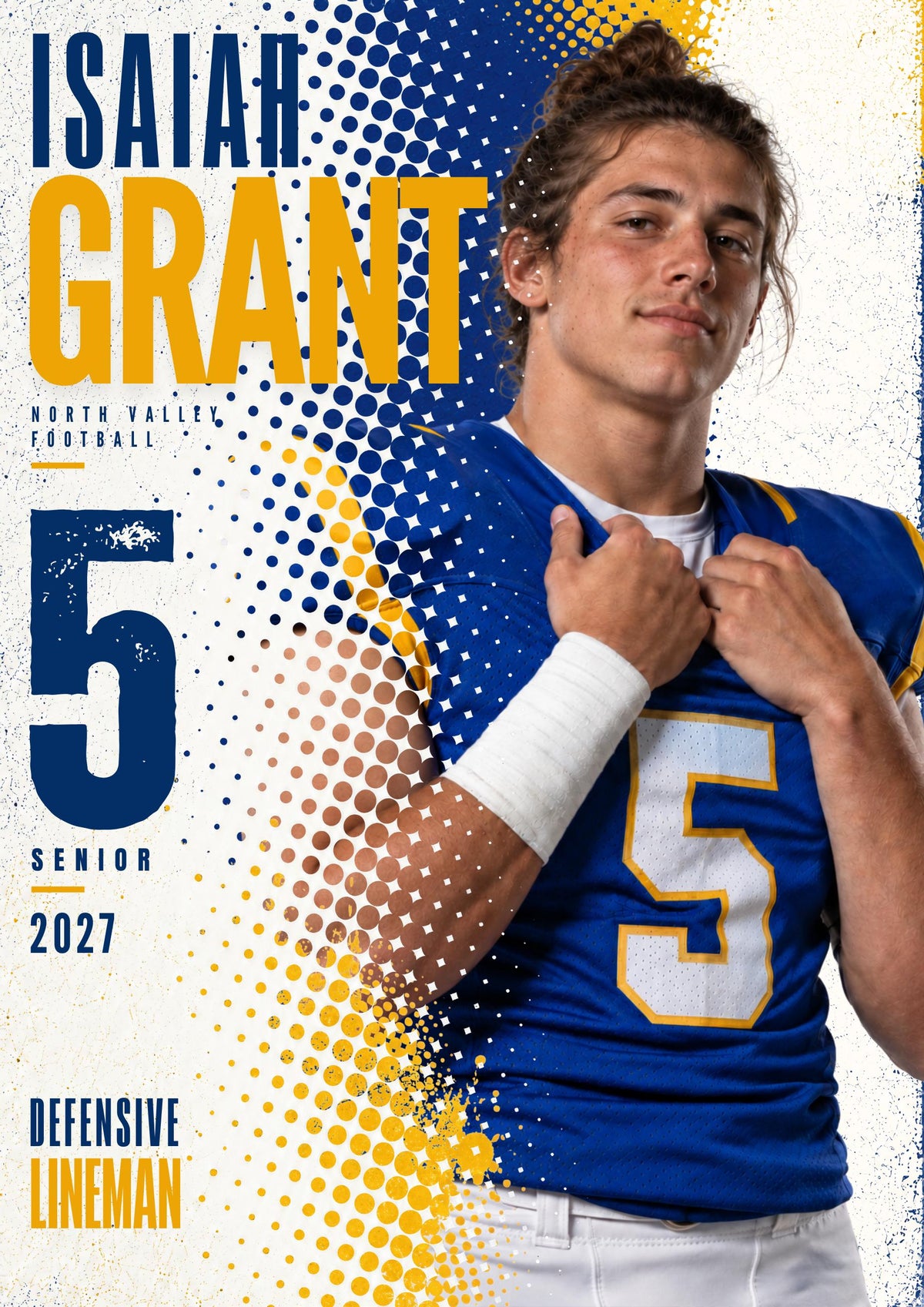 Football Poster Canva Template | Halftone Portrait | 5:7