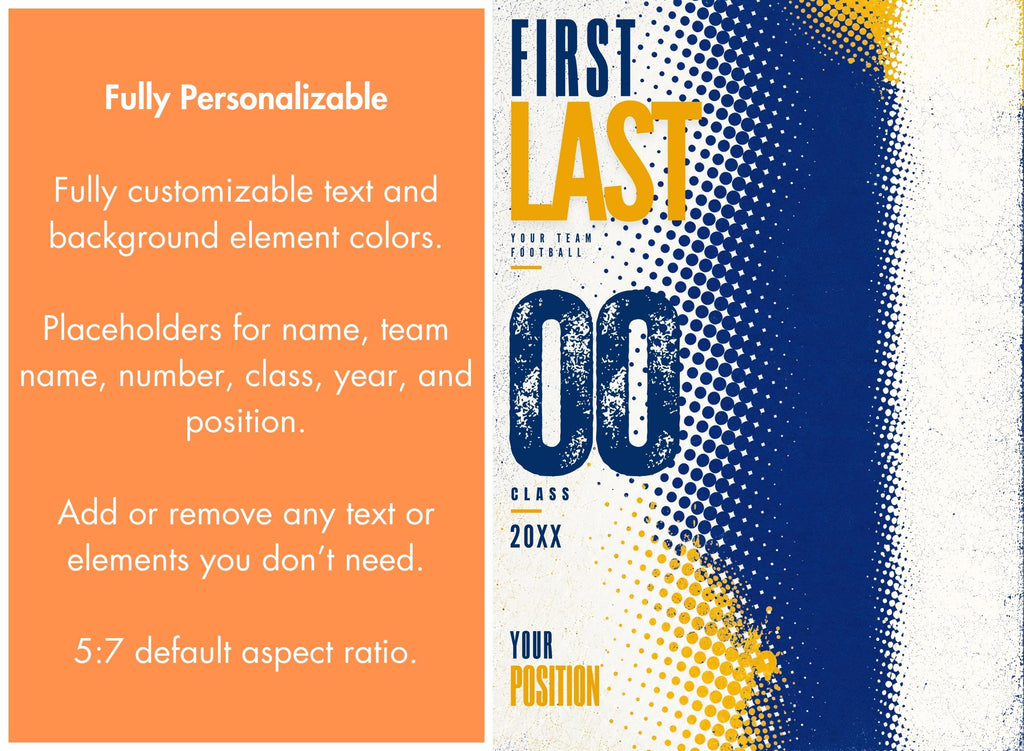 Baseball Poster Canva Template | Halftone Portrait | 5:7