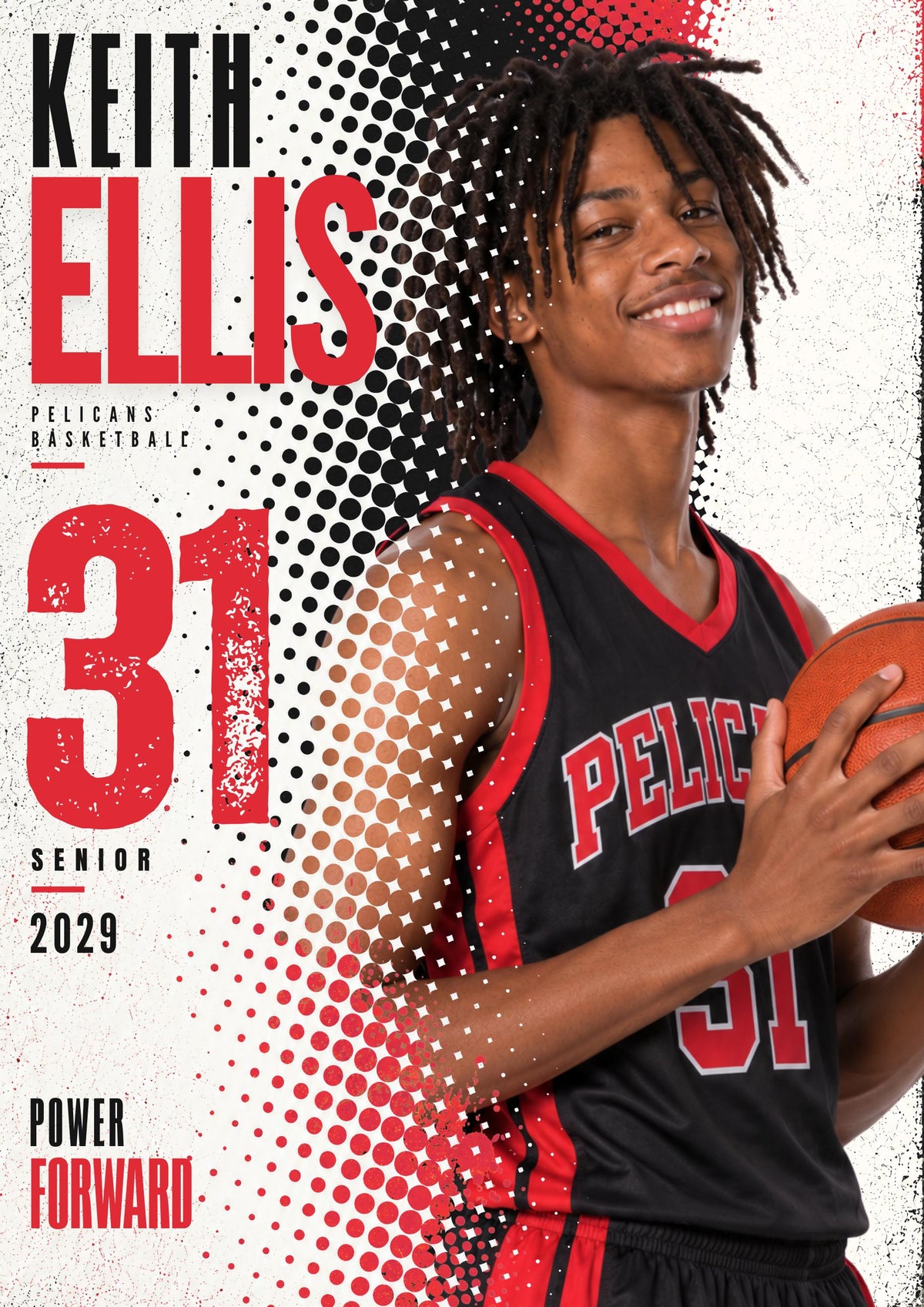 Basketball Poster Canva Template | Halftone Portrait | 5:7