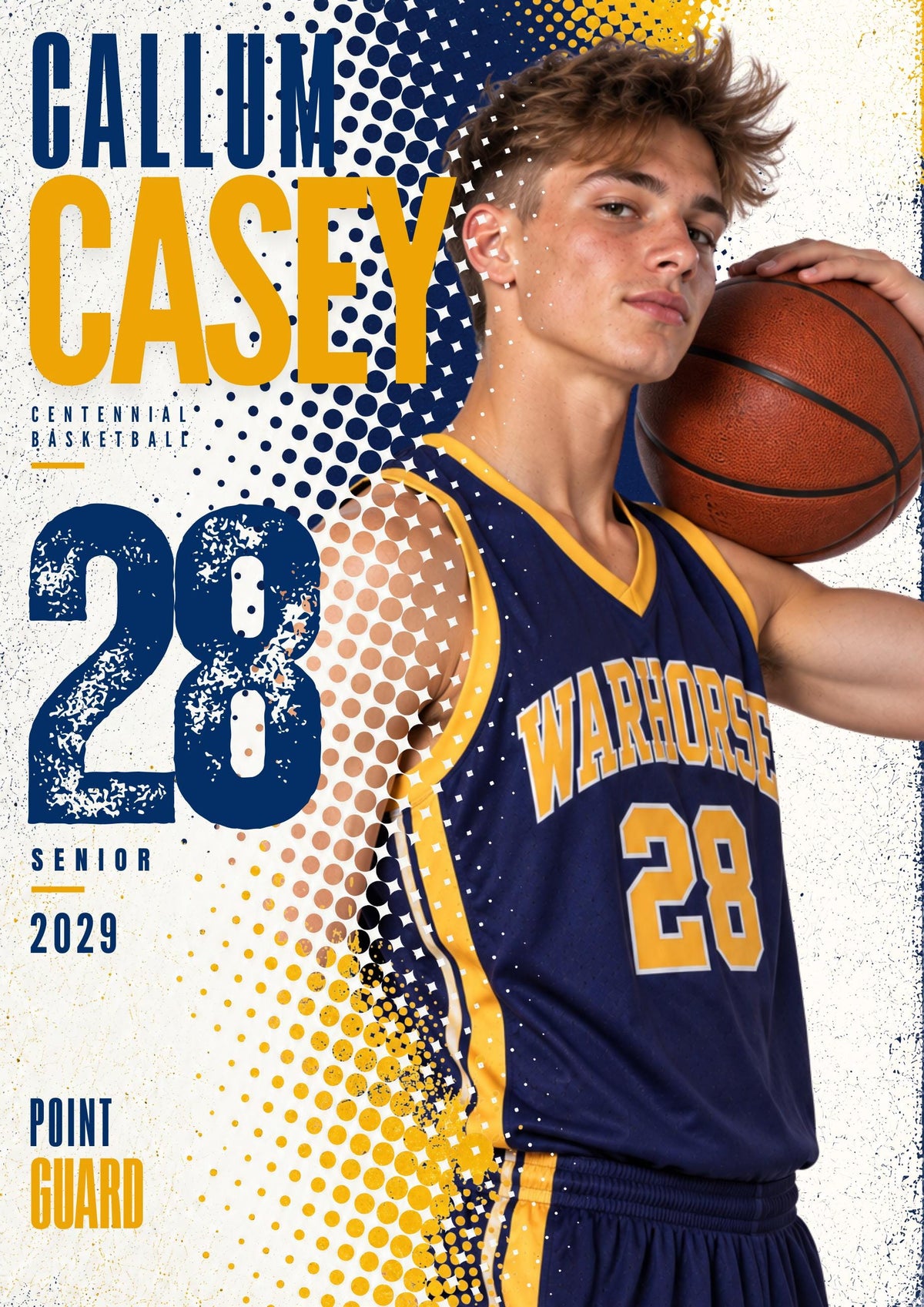 Basketball Poster Canva Template | Halftone Portrait | 5:7