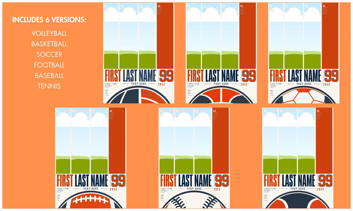 Football Poster Canva Template | Four Photo Layout | 5:7