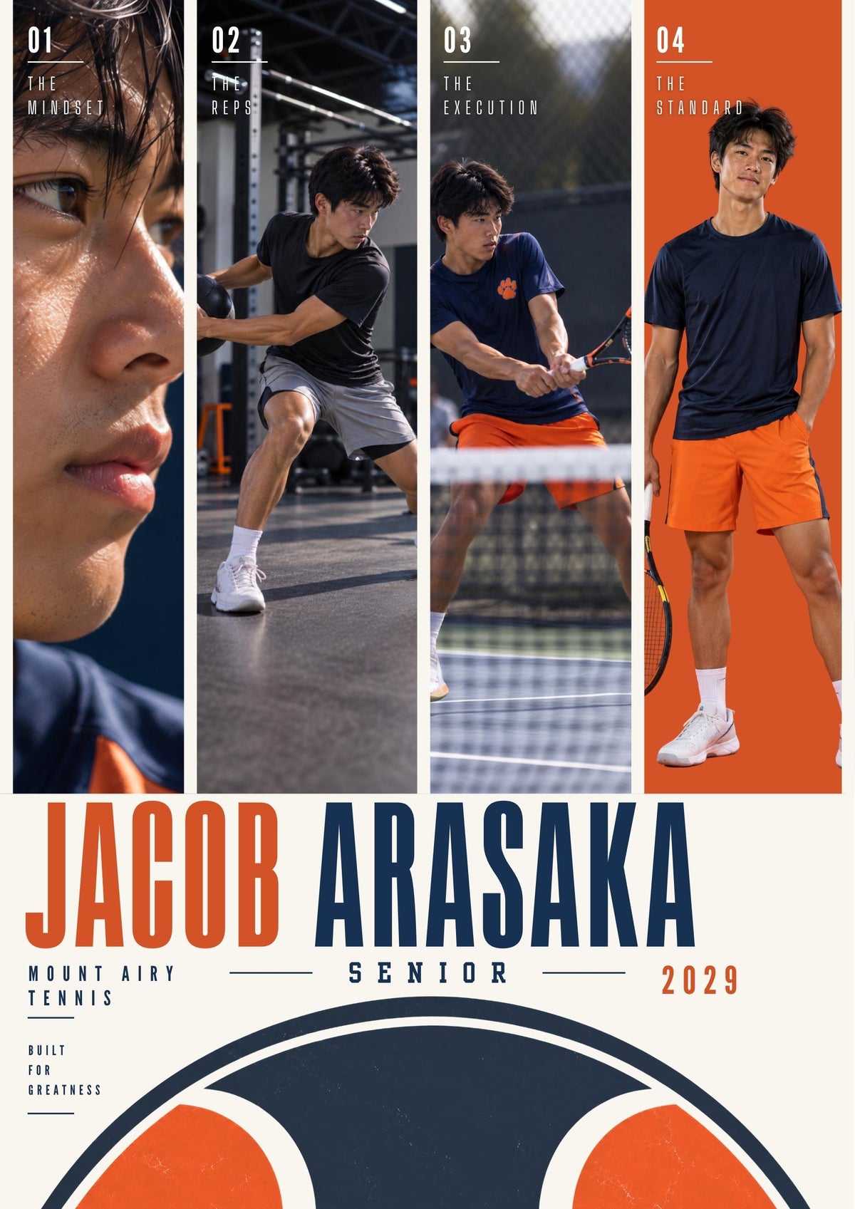 Tennis Poster Canva Template | Four Photo Layout | 5:7