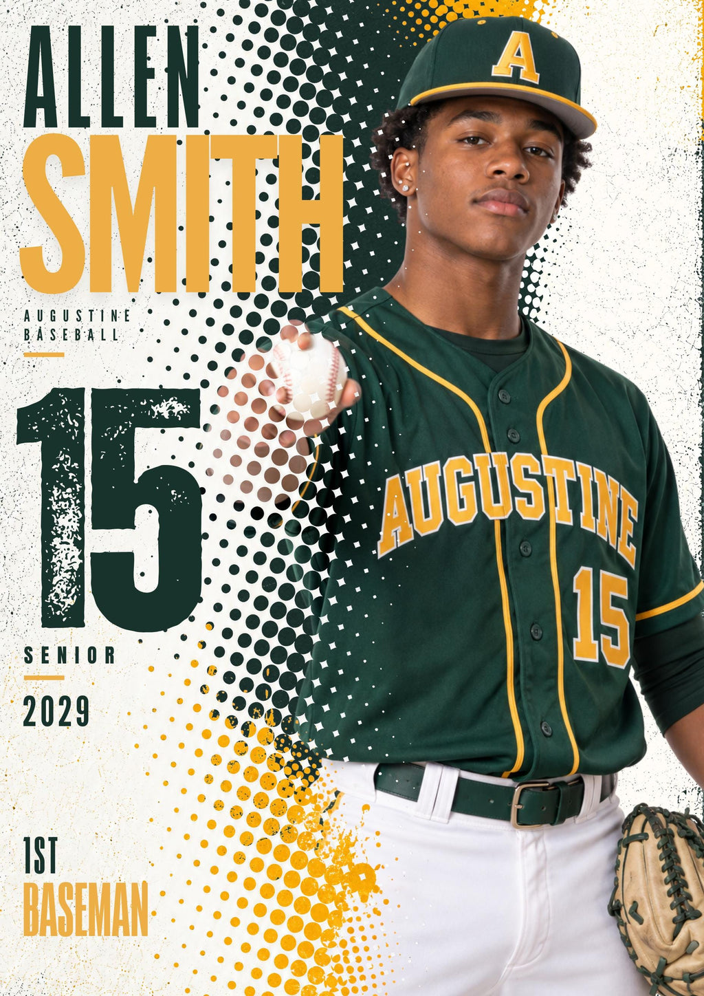 Baseball Poster Canva Template | Halftone Portrait | 5:7