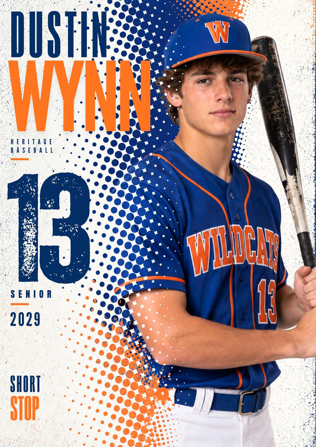 Baseball Poster Canva Template | Halftone Portrait | 5:7