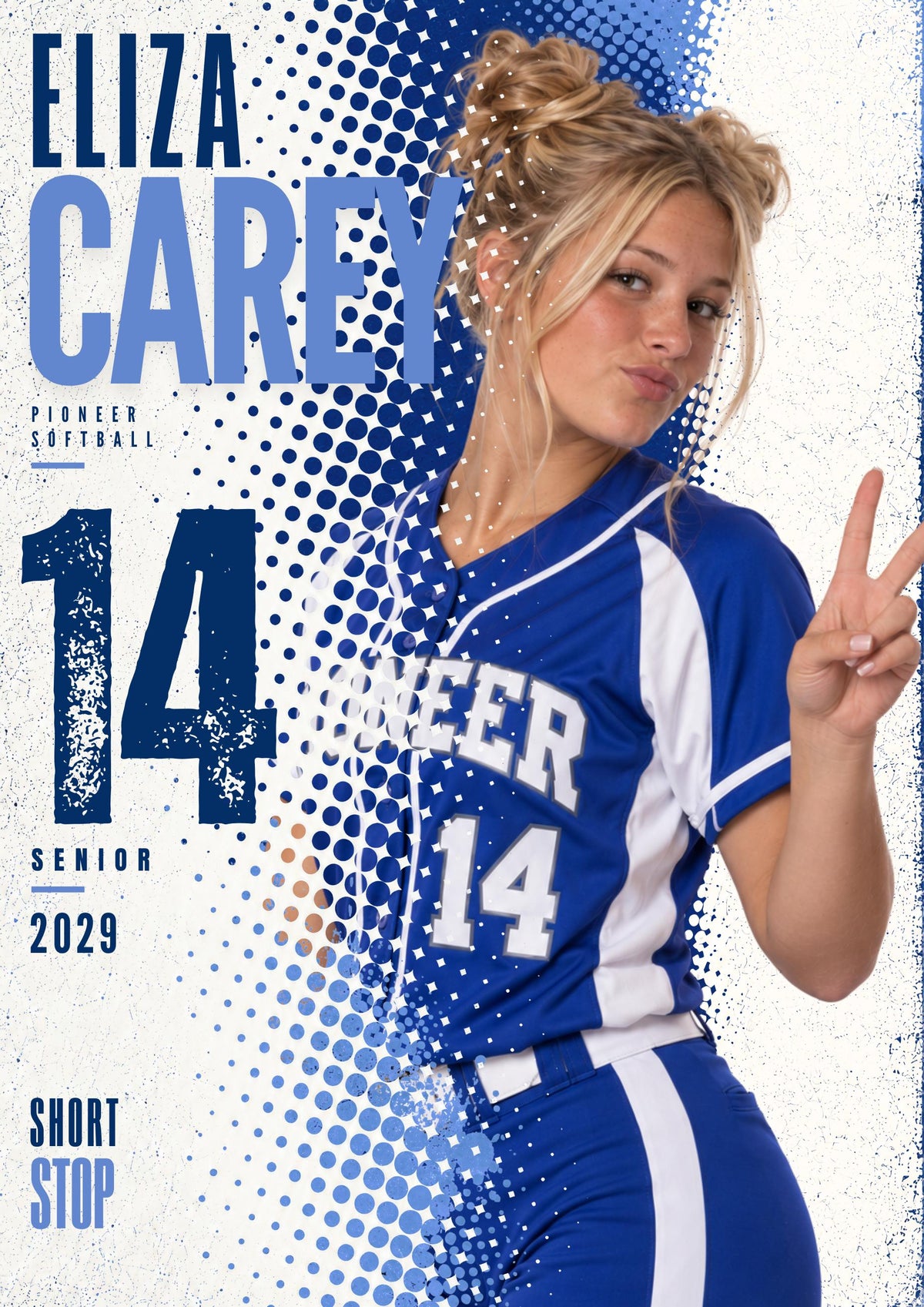 Softball Poster Canva Template | Halftone Portrait | 5:7