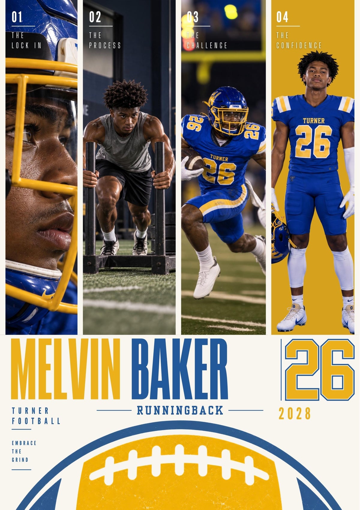 Football Poster Canva Template | Four Photo Layout | 5:7