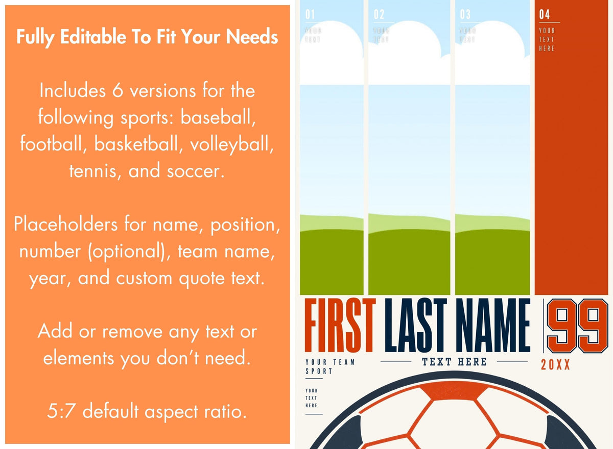 Soccer Poster Canva Template | Four Photo Layout | 5:7