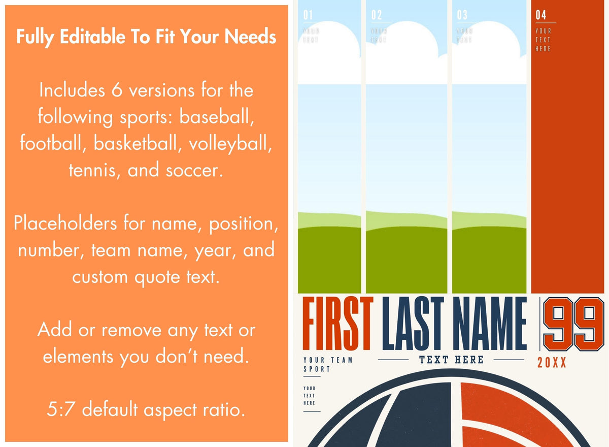 Volleyball Poster Canva Template | Four Photo Layout | 5:7