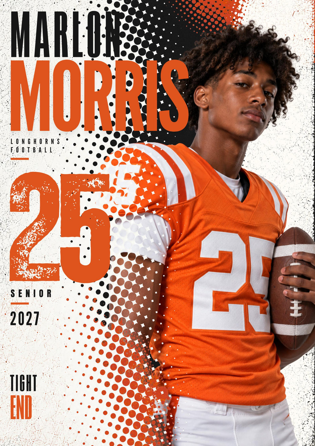 Football Poster Photoshop Template | Halftone Portrait | 5:7