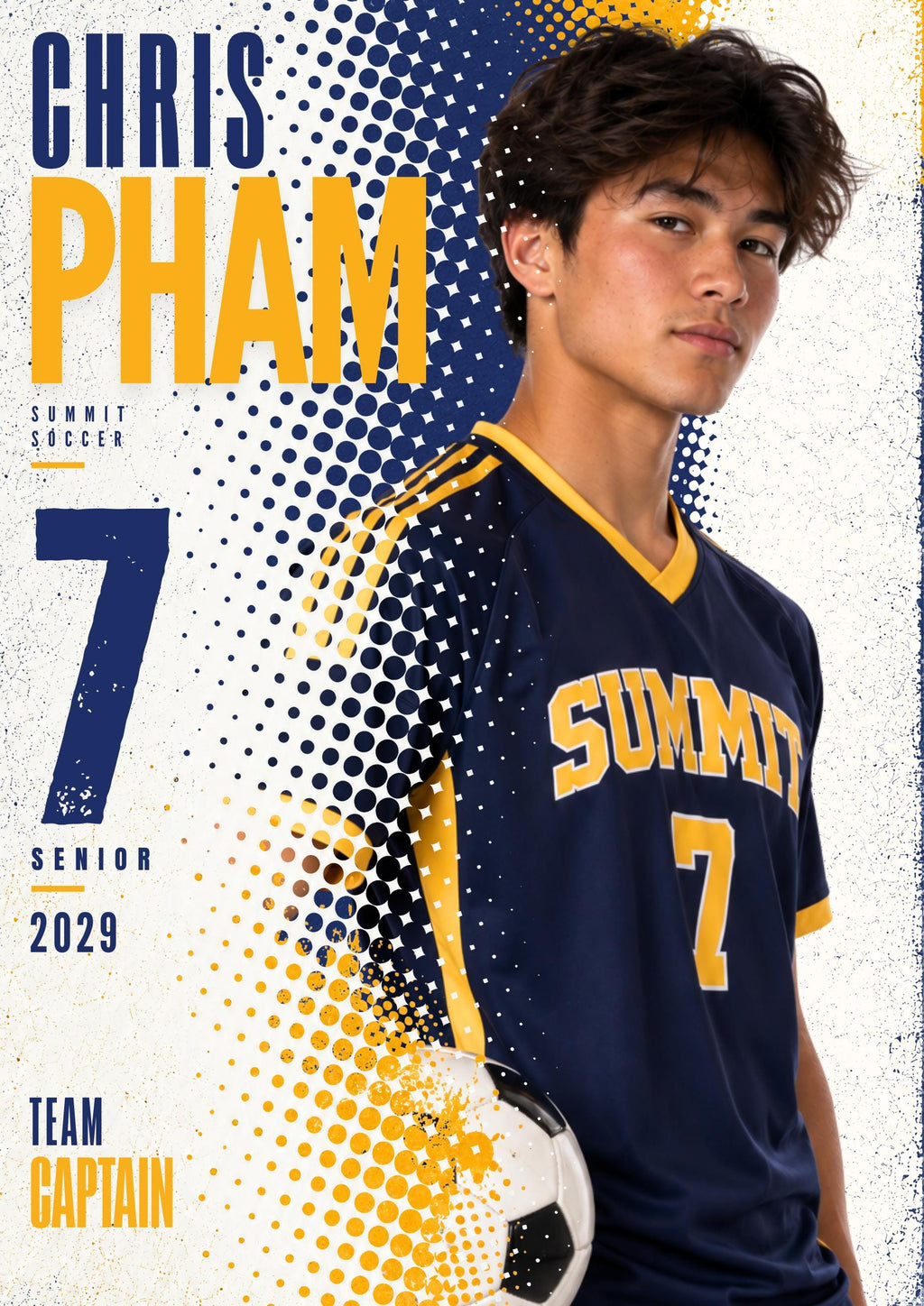 Soccer Poster Photoshop Template | Halftone Portrait | 5:7