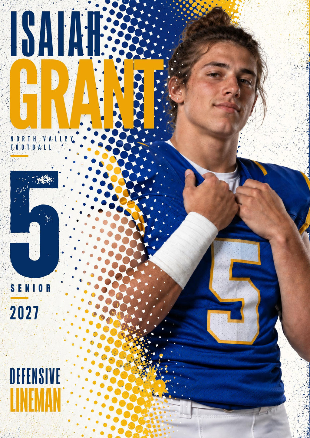 Football Poster Photoshop Template | Halftone Portrait | 5:7