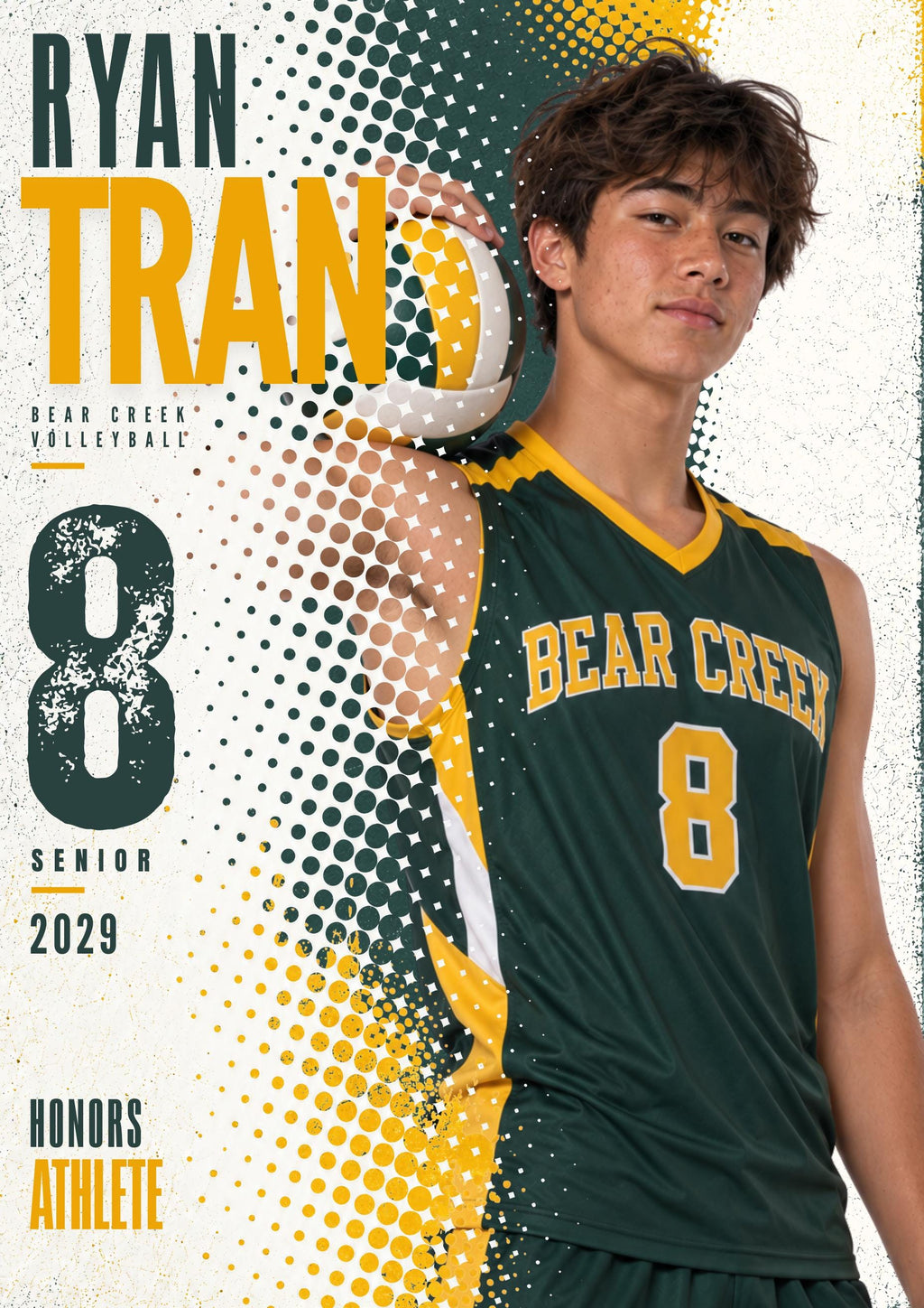 Volleyball Poster Photoshop Template | Halftone Portrait | 5:7